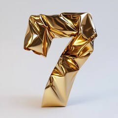 Poster - Gold Crumpled Number Seven
