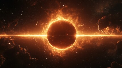 Wall Mural - a stunning solar eclipse is captured as the sun's fiery corona glows around the darkened disc, set a