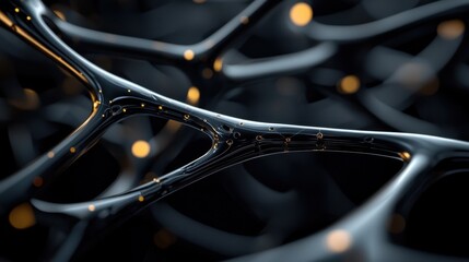 Fototapete - A black and orange image of a tangled mass of wires and lines