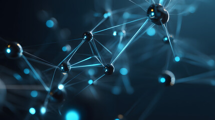 Leinwandbilder - Abstract Network Interconnected Nodes and Glowing Connections