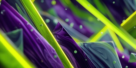 Wall Mural - dynamic 3d form composed of floating angular prisms, sharp edges