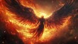 © muhamad - Fiery Angel Wings Of Flame And Power. Abstract Concept Of Transformation, Strength, And Rebirth.