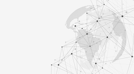 Leinwandbilder - Global network connection concept. Big data visualization. Social network communication in the global computer networks. Internet technology. Business. Science. Vector illustration