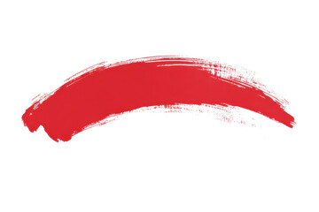 Poster - A single red brush stroke isolated against a black background creating a simple abstract design element