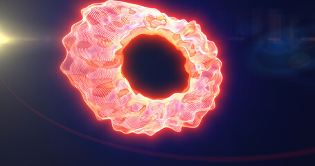 Aufkleber - dynamic digital illustration of a radiant red-orange vortex, glowing intensely against a dark backgr