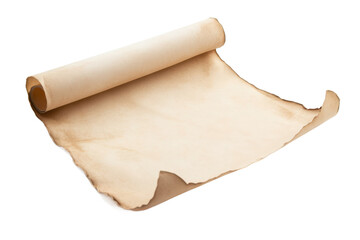 Aufkleber - A partially unrolled parchment scroll showing a tan paper surface on a white background in a studio shot
