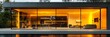© Premium Stock  - Contemporary interior window architecture illustration smarthome floor plan sketch overlay in aerial perspective at twilight silhouette