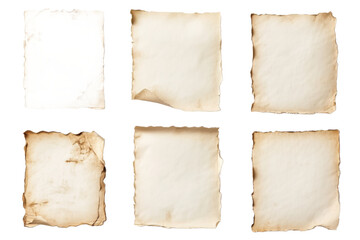 Poster - A collection of six aged and textured paper sheets arranged on a neutral surface creating a vintage feel