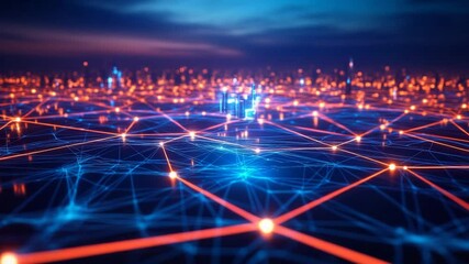 Poster - Illuminated Cityscape: A Digital Network's Glow