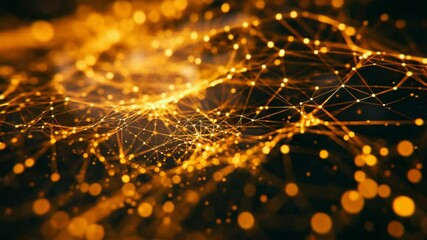Fototapete - Golden Network: Abstract Digital Art