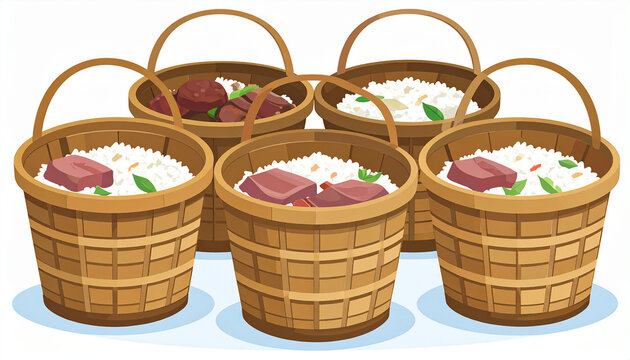 Qurbani meat is prepared on basket; ready to be served for charity;