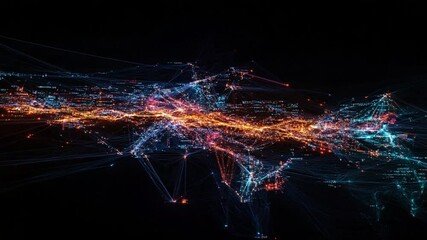 Fototapete - Global Network Connections: A Visual Representation of Data Flow and Interconnectivity