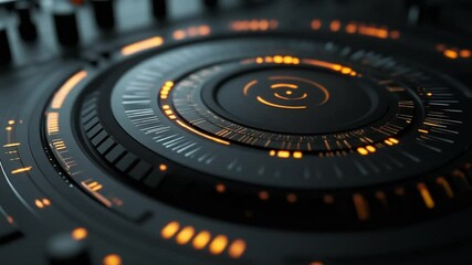 Poster - Futuristic Technology Interface: Abstract Circular Design with Orange Accents