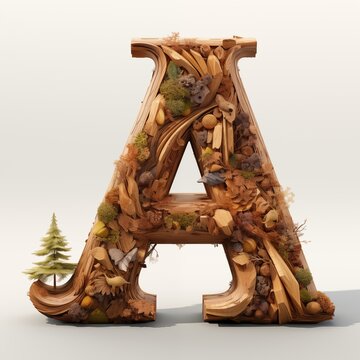 3D wooden letter A