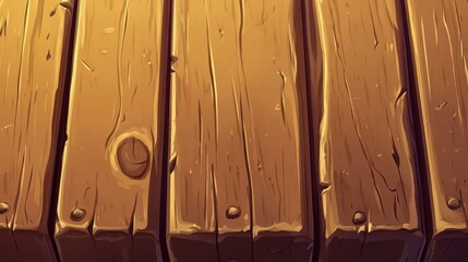Poster - Discover the rich texture of aged wooden planks in this modern cartoonstyle flat illustration, perfect for decorative projects.