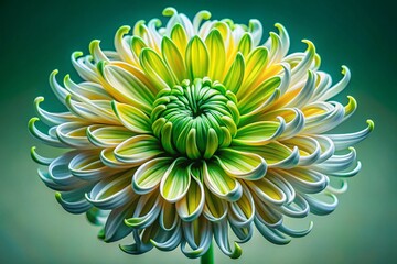 Poster - Abstract Green White Yellow Flower Line Art Botanical Photography