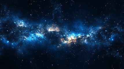 Poster - Stunning Blue Nebula Cosmic Background Starry Night Sky Space Galaxy Universe Astronomical Deep Night Sky Celestial Wonders Starfield Background Image Digital Art Way Awe Dust Dark