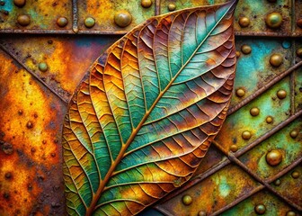 Poster - Abstract Industrial Leaf Watercolor Painting: Artistic Botanical Design