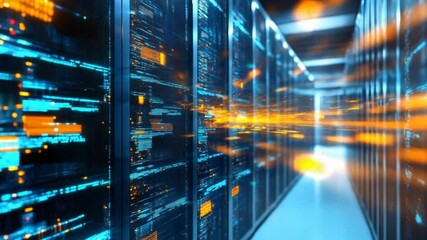 Fototapete - Digital Data Center: A Glimpse into the Heart of the Internet's Infrastructure