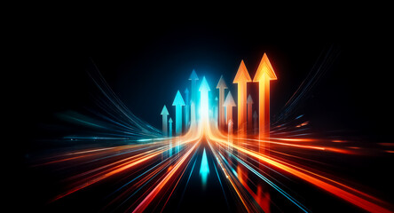 Aufkleber - glowing arrows ascend a vibrant, light-streaked path, symbolizing progress and upward trajectory. th