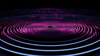 Poster - Abstract Neon Circles: Vibrant Purple and Blue Concentric Rings