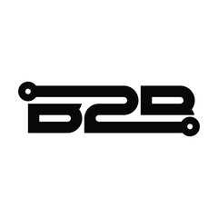 Aufkleber - The image shows a flat monogram logo design of an initial letter B2B in black color that looks clean and sharp on a white background for technology companies