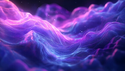 abstract purple and blue glowing wave background digital art
