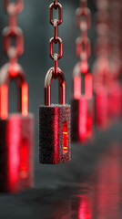 Poster - abstract digital padlock glows over a futuristic network background, symbolizing cybersecurity, glob