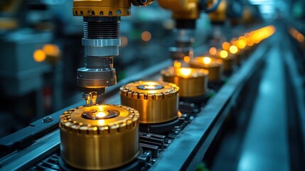 Poster - Automated Manufacturing Process: Robotic Arm Assembling Components on a Conveyor Belt