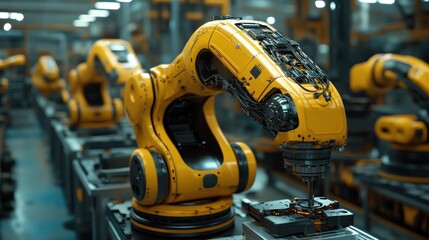 Poster - Industrial Robotic Arm Assembly Line: Advanced Manufacturing Technology
