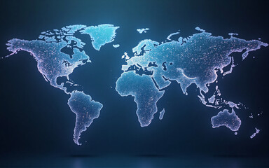 Poster - a glowing, interconnected world map represented by a constellation of points, illustrating global co