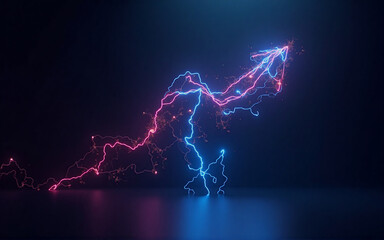 Aufkleber - an upward trending arrow formed from glowing pink and blue energy streaks against a dark background.