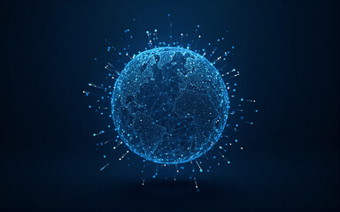 Poster - a digital rendering of a planet earth, depicted as a constellation of interconnected points of light