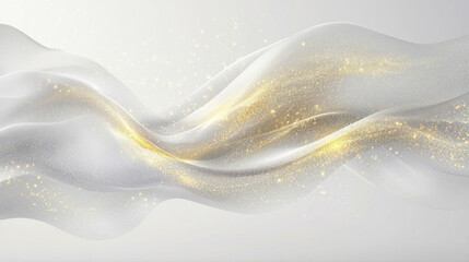 Poster - Abstract light grainy banner with gold silver white glowing dynamic lines and soft noise texture on a bright white backdrop, symbolizing clarity, modern elegance, and minimalism in design.

