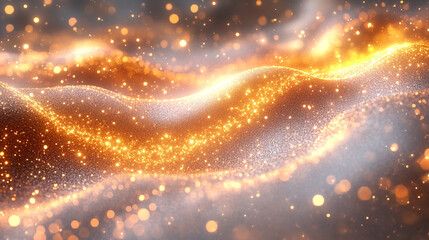 Poster - Abstract light grainy banner with gold silver white glowing dynamic lines and soft noise texture on a bright white backdrop, symbolizing clarity, modern elegance, and minimalism in design.

