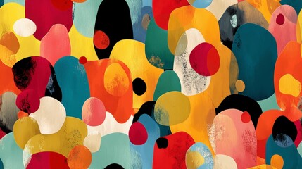 Poster - Abstract colorful blobs organic shape seamless, artistic pattern with varied textures.
