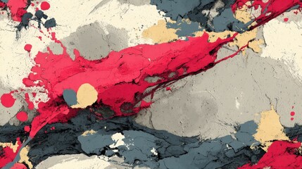 Poster - Abstract seamless pattern colorful marbled texture with red, blue, and yellow hues on a neutral background.