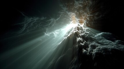 Poster - Abstract light patterns creating a dramatic visual effect in dark space.