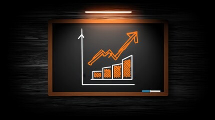 Poster - Chalkboard displaying graph chart for gold investment profit forecast and financial analysis panel concept visuals