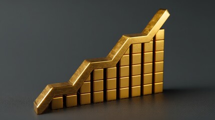Poster - informative gold bar chart representing financial trends and analysis of market performance in inves