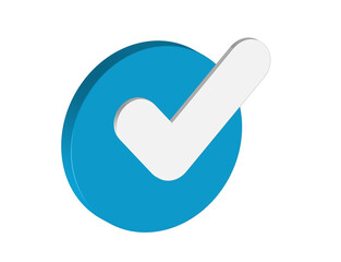 Poster - Simple 3D illustration of a check mark icon in a blue circle
