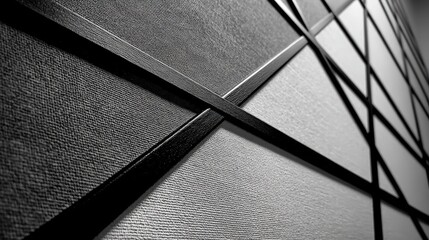 Poster - Abstract textured surface with geometric lines and patterns in monochrome shades.