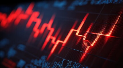 Poster - A striking red and blue display illustrating the concept of volatility and potential risk in financial markets