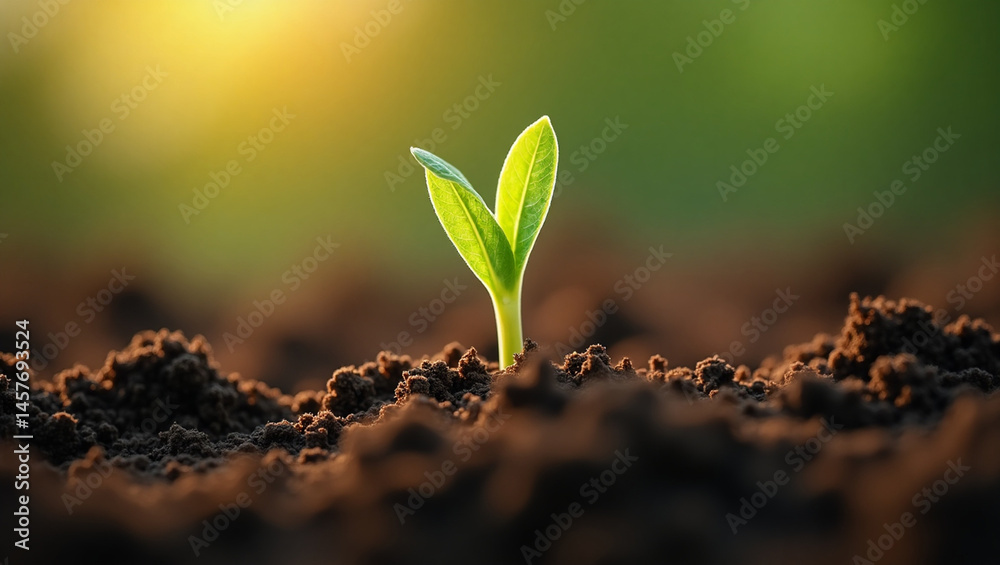 Lone Sapling Early morning forest regeneration, lone sapling in fresh soil, misty ...