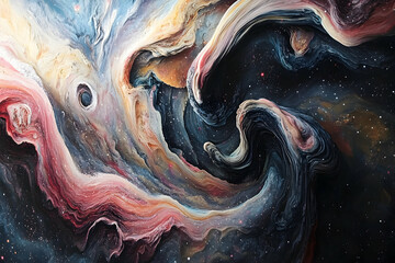 Poster - Abstract swirling celestial textures of color and light.