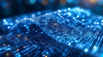 Poster - Stacks of papers beside glowing digital screens represent the shift from traditional paperwork to automated smart contracts, symbolizing efficiency, innovation, and digital transformation.

