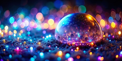 Poster - Ethereal Glowing Blob Night Scene - Tilt-Shift Miniature Photography
