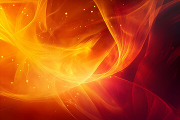 Poster - Abstract fiery forms with glowing particles.
