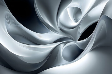 Poster - Abstract design of fluid, flowing shapes in cool tones.