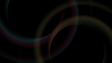 Aufkleber - Colorful shiny linear circles abstract futuristic tech background. Seamless looping minimal geometric spiral motion design. Video animation Ultra HD 4K 3840x2160